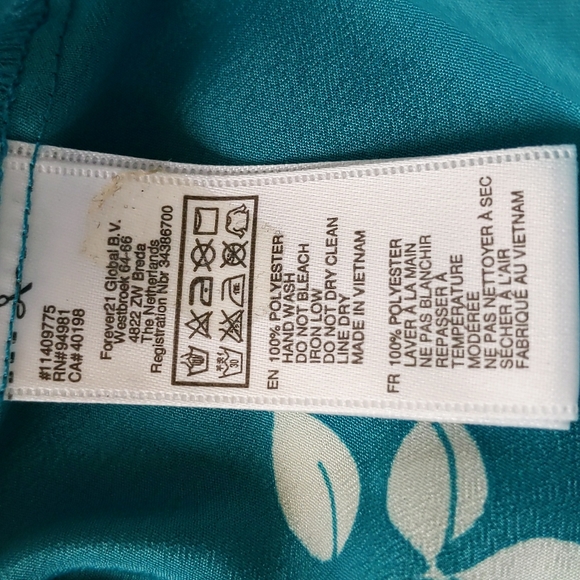 Forever 21 Floral Tassel Tie Semi-Sheer Dress Small Teal - Picture 13 of 16